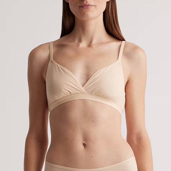 Quince Other - Quince Second Skin Nude Wireless V-Neck Triangle Bralette